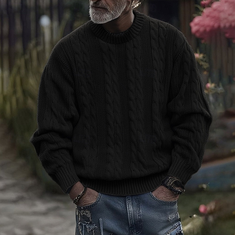 Lasse | Herre ribstrikket trøje med rund hals