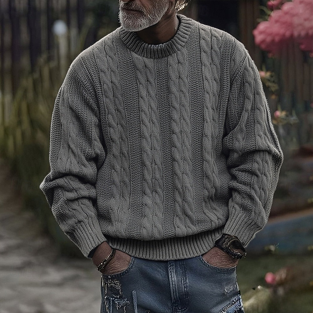 Lasse | Herre ribstrikket trøje med rund hals