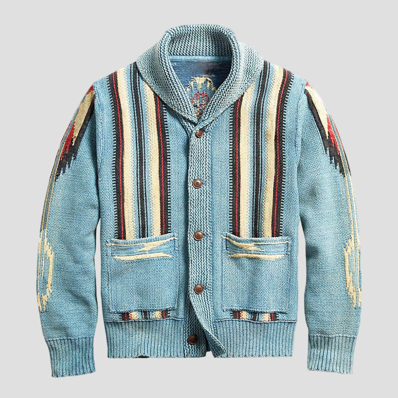 Kasper | Vintage jacquard strikcardigan med revers