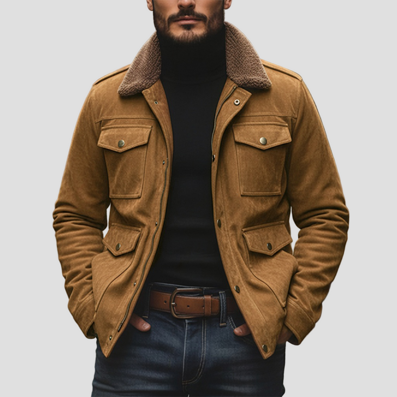 Sebastian | Vintage ruskindsfrakke med fleecekrave