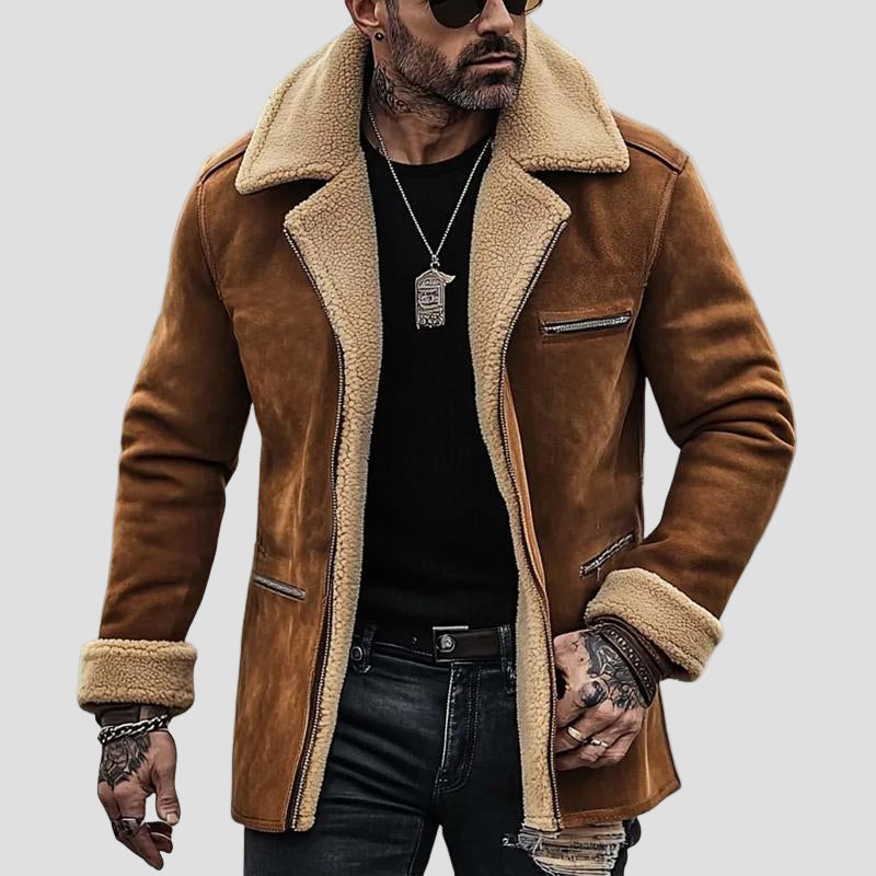 Malthe | Herre Frakke i Ruskind med Revers og Flere Lommer